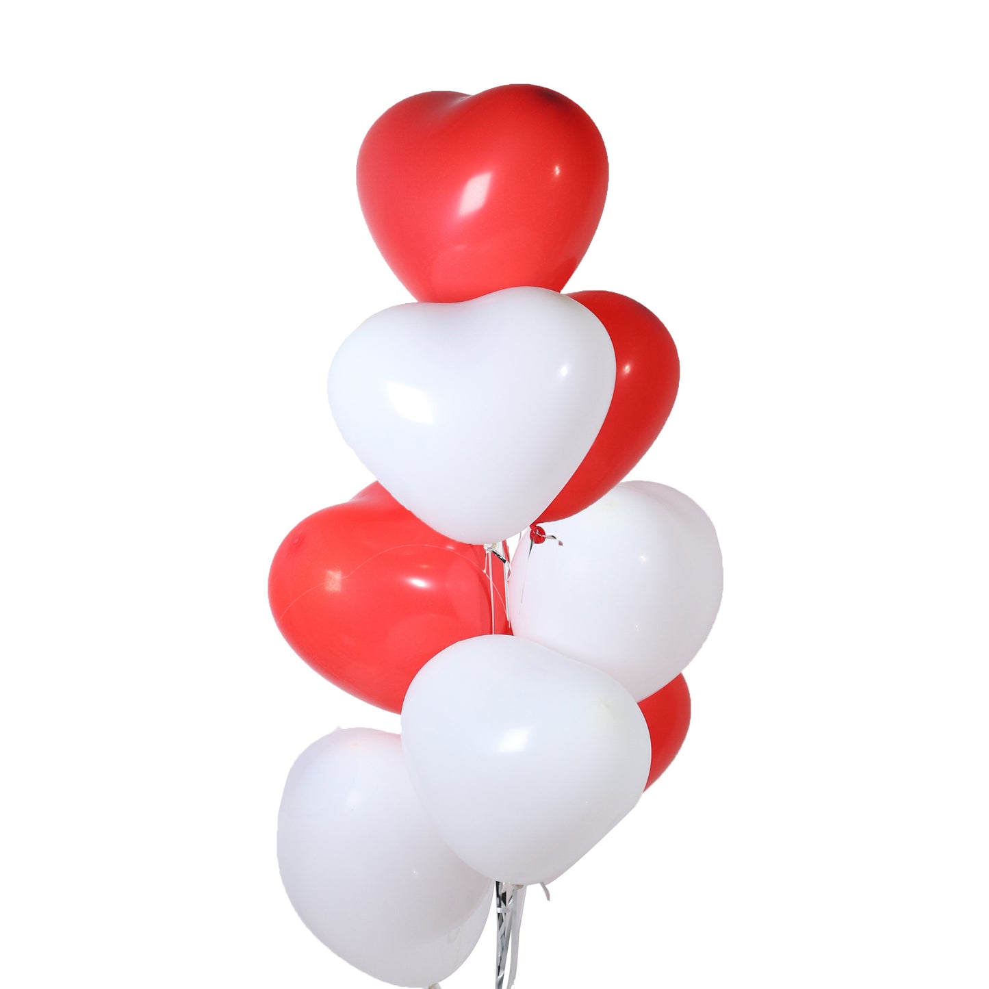 8 Pieces Red & White Helium Heart Balloons